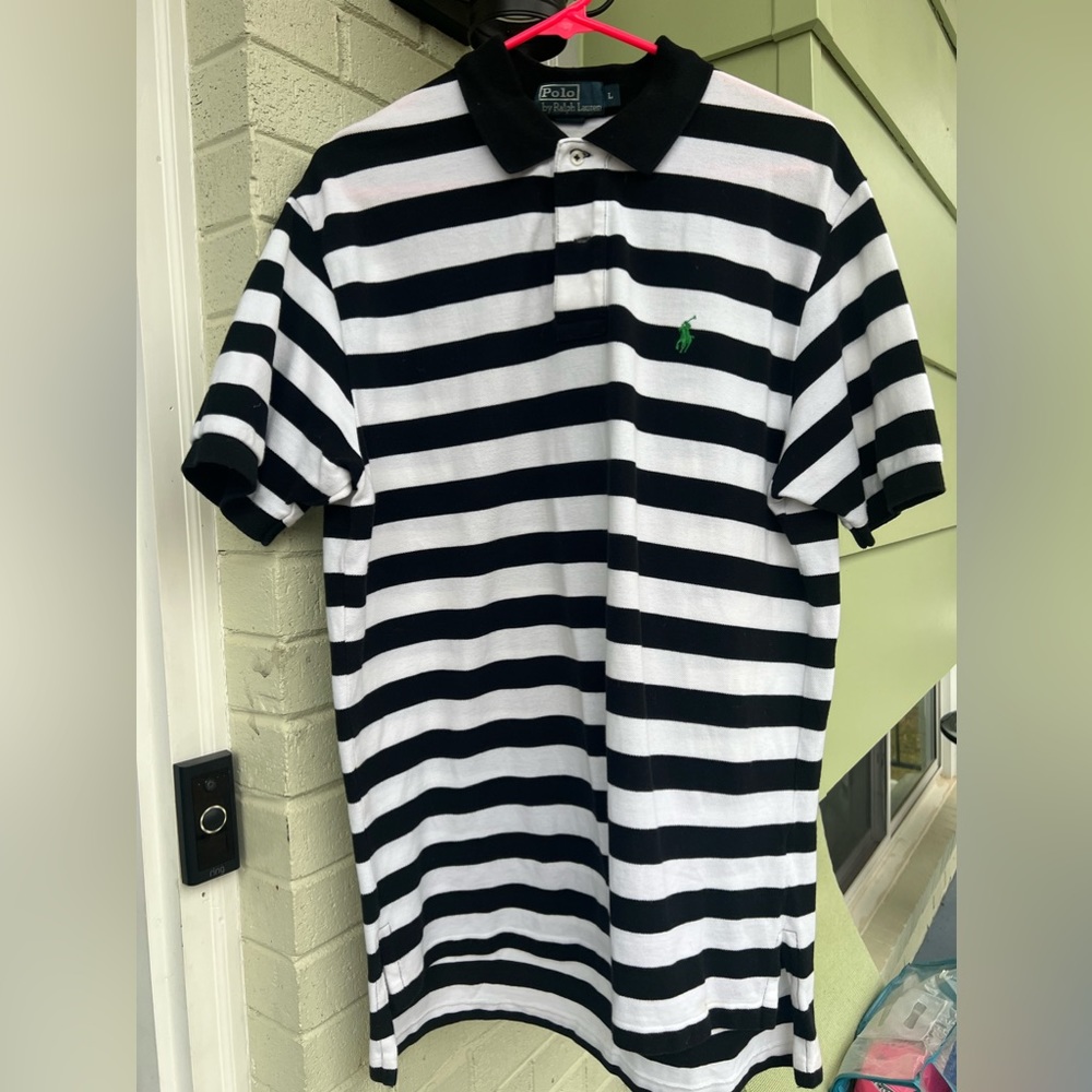 Ralph Lauren Men Black and White Polo size L